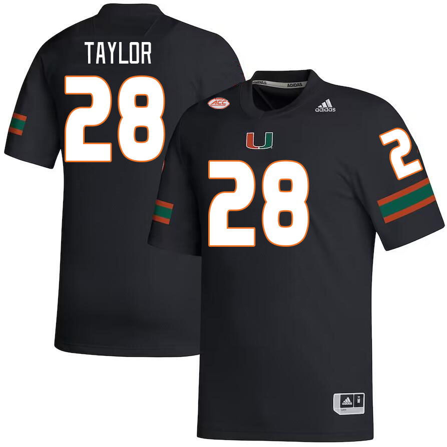 Men #28 Isaiah Taylor Miami Hurricanes College Football Jerseys Stitched-Black